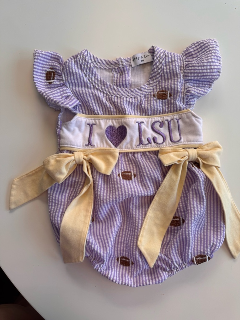 I Heart LSU Smocked Baby Romper